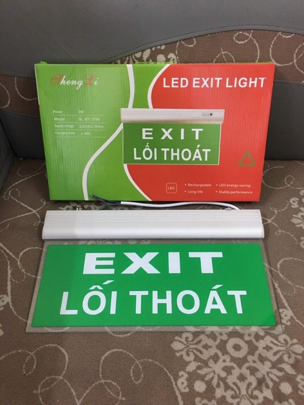 Đèn exit thoát nạn 1 mặt không hướng mặt kính Shengli