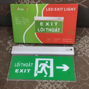 Đèn exit thoát nạn 2 mặt chỉ 1 hướng mặt kính Shengli
